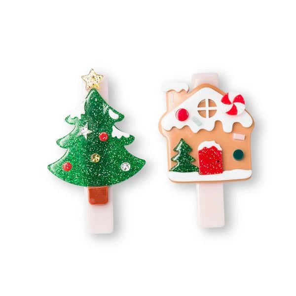 CHRISTMAS TREE & GINGERBREAD CLIP PAIR