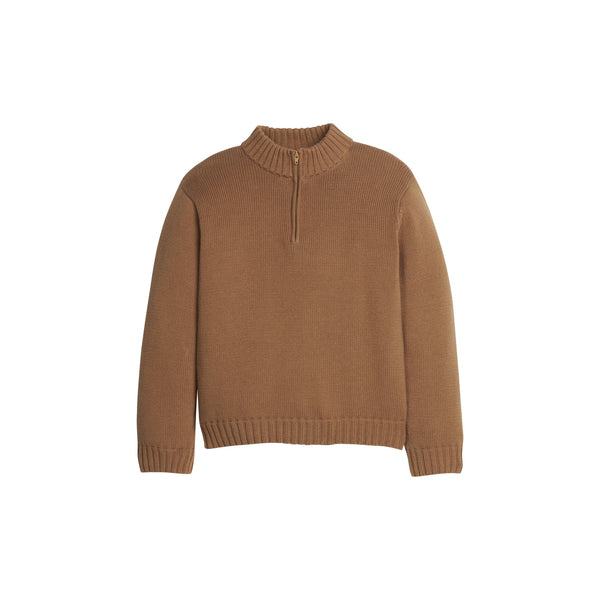 1/4 ZIP SWEATER CHESTNUT