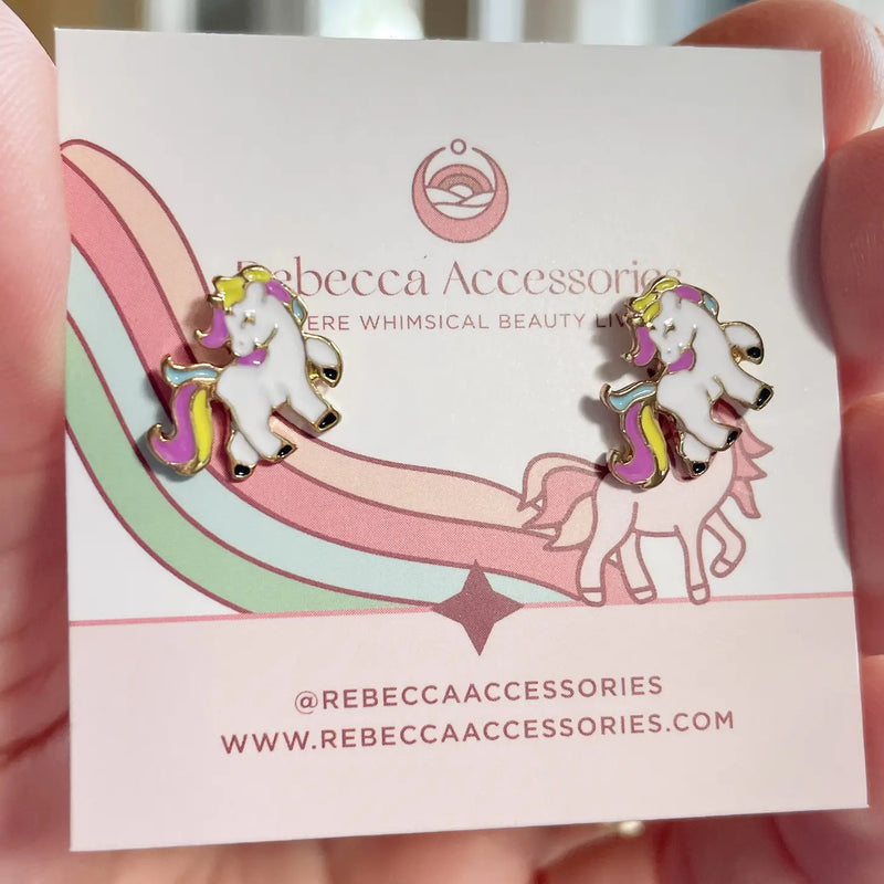 RAINBOW UNICORN  POST EARRINGS