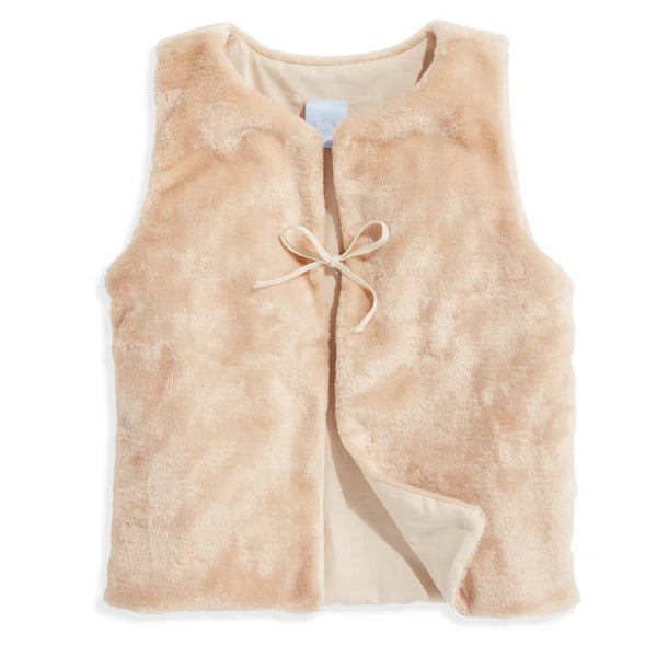 CAMEL FAUX FUR VEST