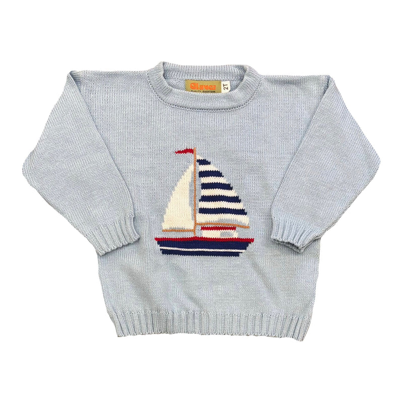 BLUE SAILBOAT CREW SWEATER