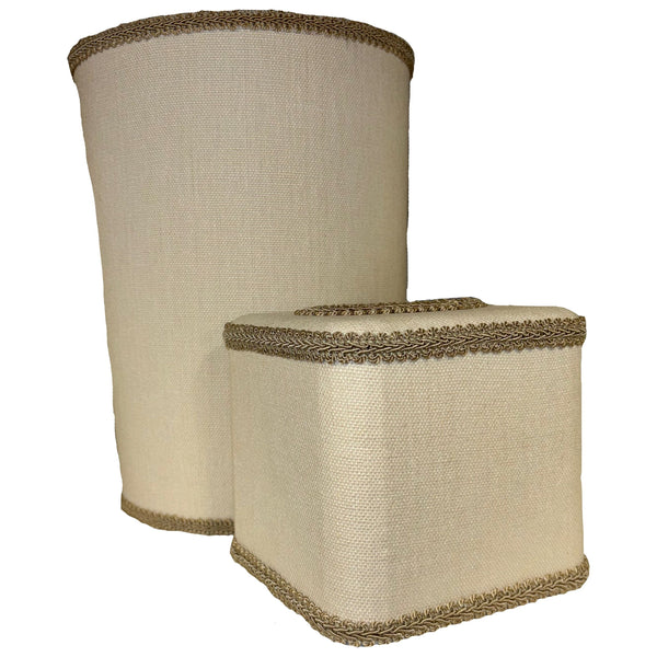 BONE CHAMPAGNE WASTEBASKET & TISSUE SET