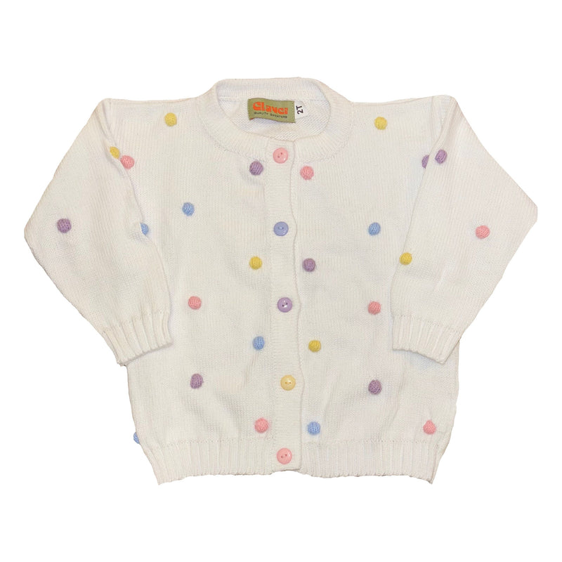 CREW CARDIGAN PASTEL POM POMS