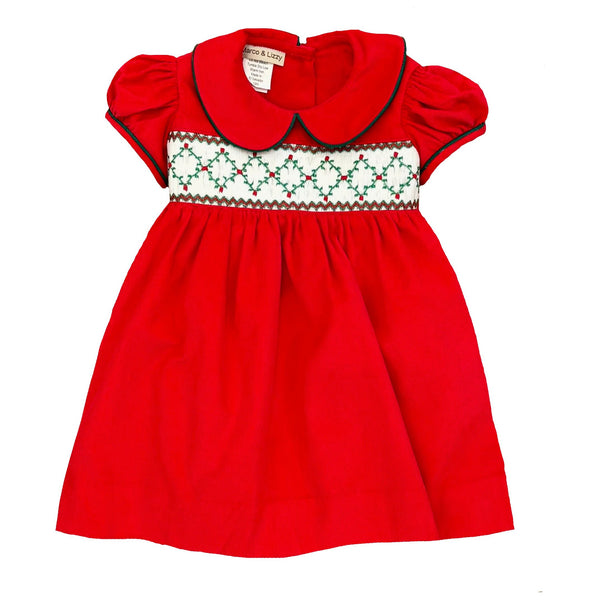 CHRISTMAS TIME SMOCKED DRESS - sizes 12M-24M