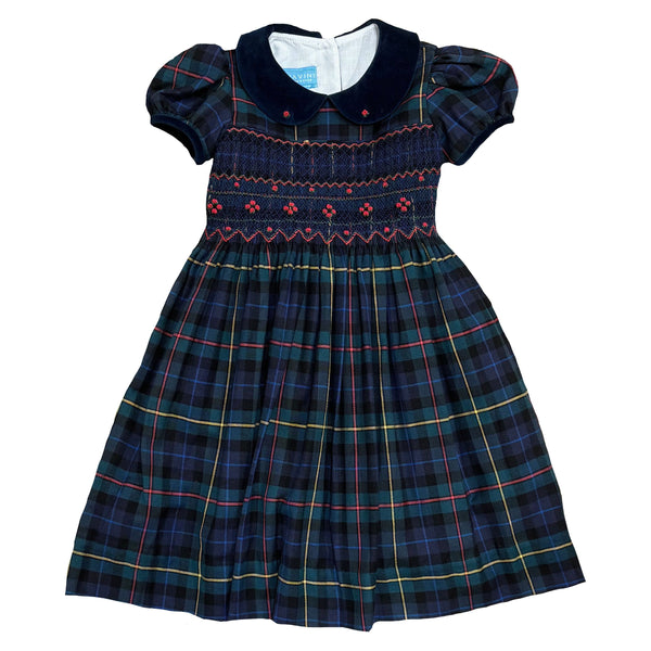 PLAID FLOAT DRESS VELVET COLLAR - sizes 4-6