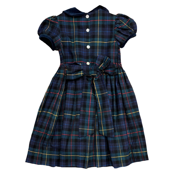 PLAID FLOAT DRESS VELVET COLLAR - sizes 4-6