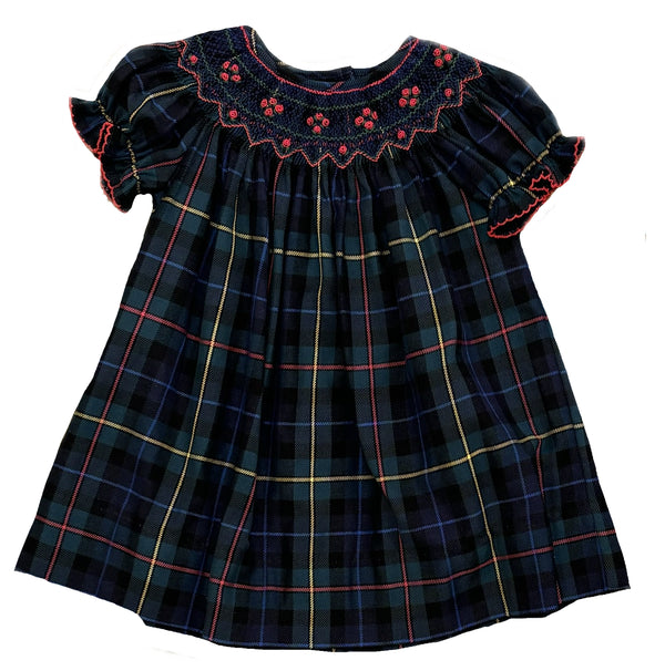 GREEN AND NAVY PLAID BISHOP - 12M-24M