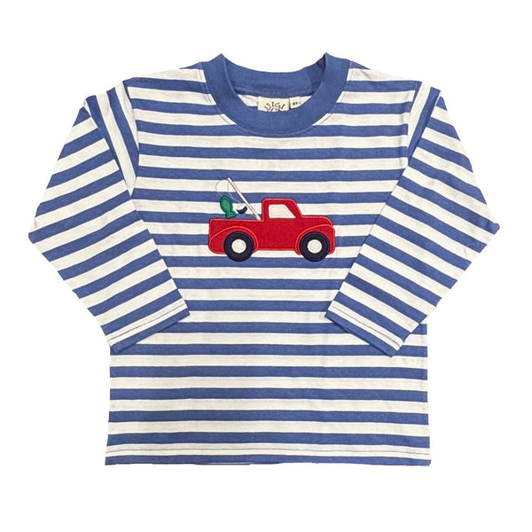 LONG SLEEVE STRIPE TEE TRUCK WITH FISH