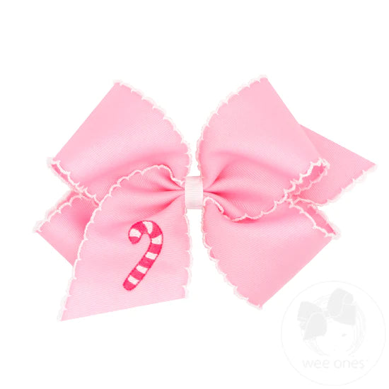 KING CANDY CANE EMBROIDERED BOW