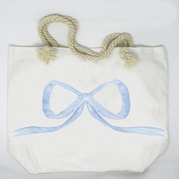 BLUE BOW CANVAS TOTE