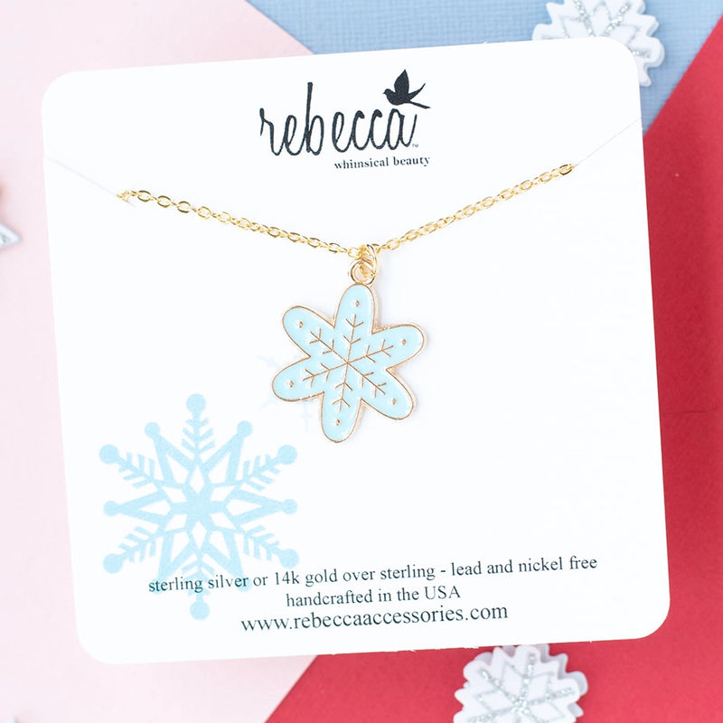 BLUE SNOWFLAKE CHARM NECKLACE