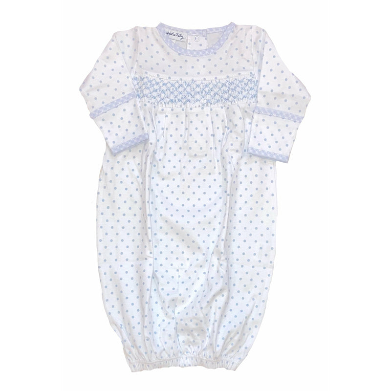 GINGHAM DOTS SMOCKED GOWN