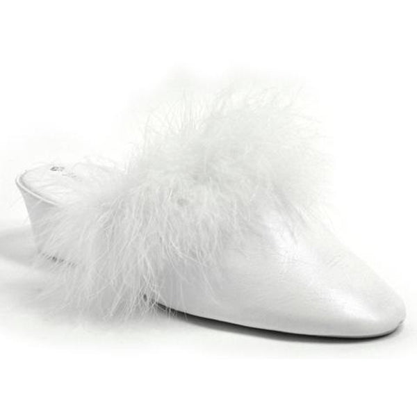 White deals marabou slippers