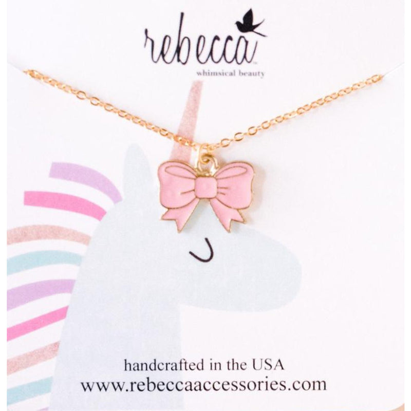 PINK BOW ENAMEL NECKLACE