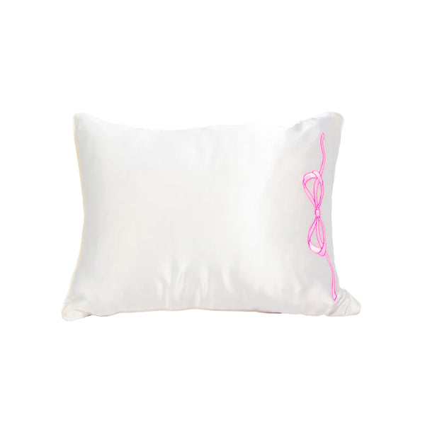 SATIN BABY PILLOW WITH PINK BOW