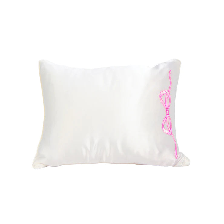 SATIN BABY PILLOW WITH PINK BOW