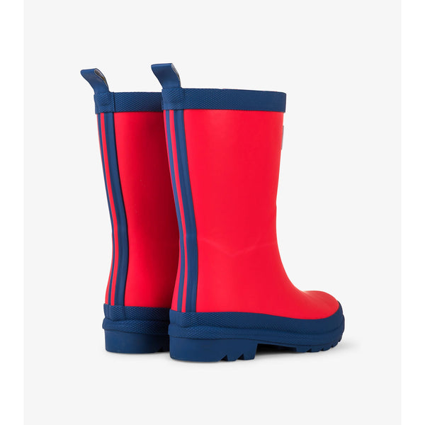 RED AND NAVY MATTE RAIN BOOTS