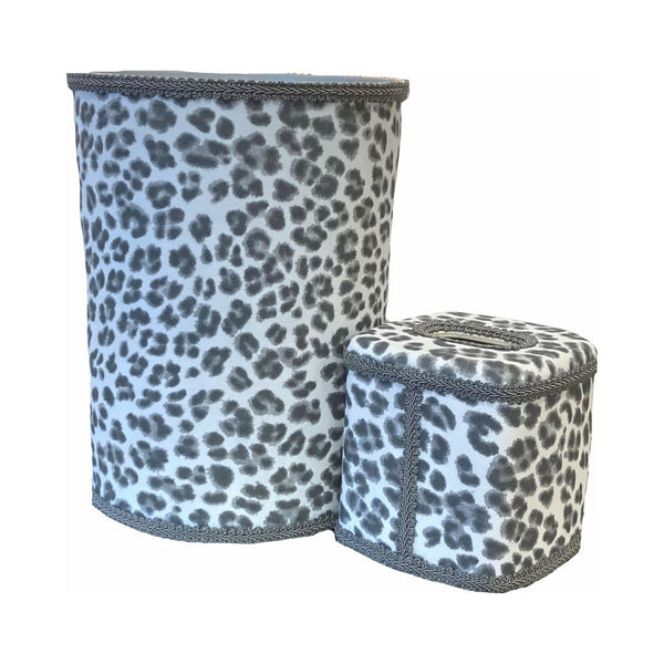 WASTEBASKET SET GREY CHEETAH