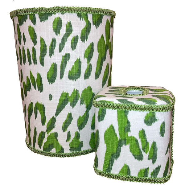 CHEETAH WASTEBASKET & TISSUE BOX