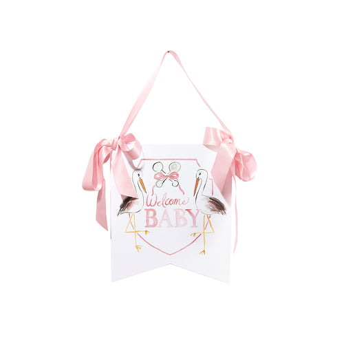 WELCOME BABY FLAG PINK